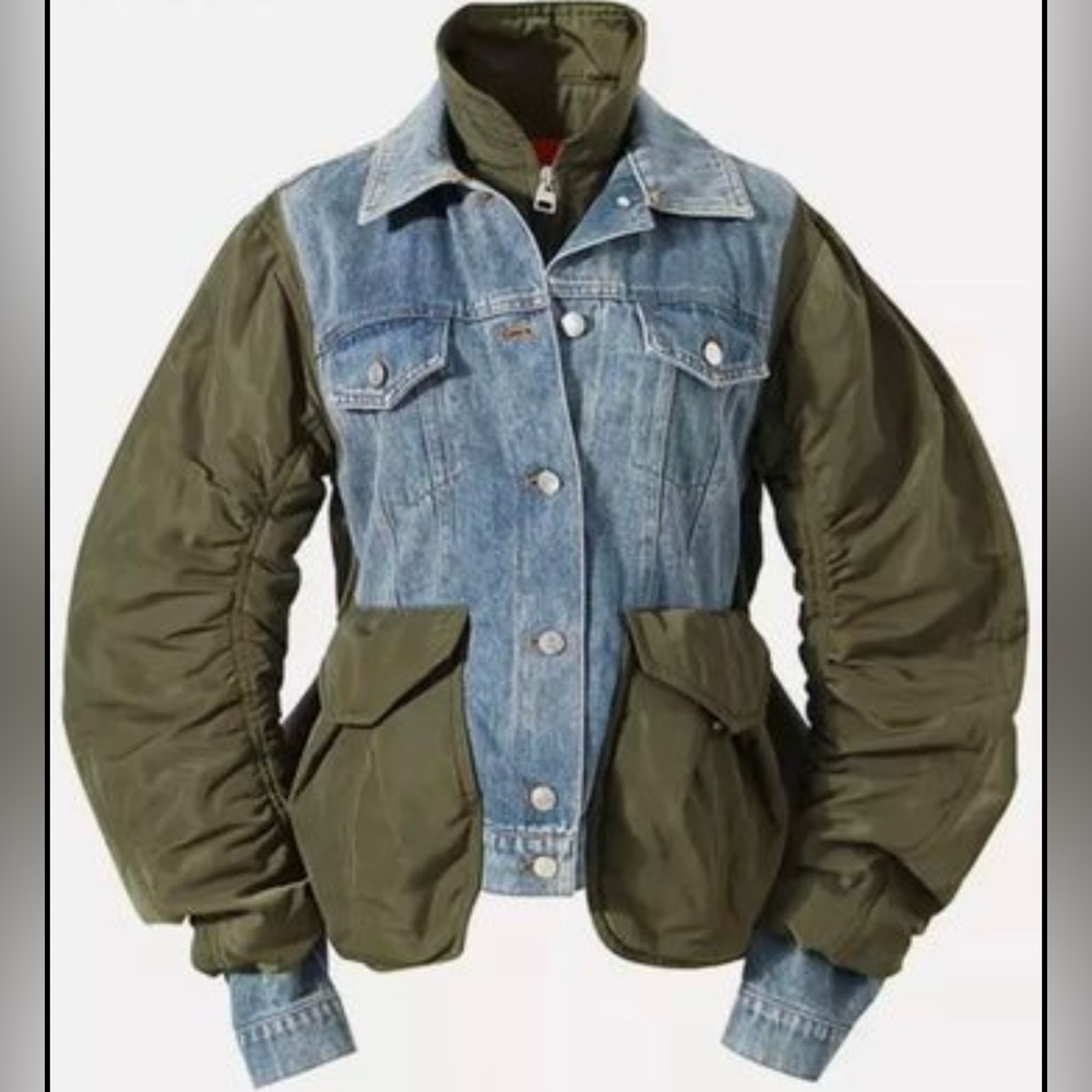 Like New Denim Bomber Jacket